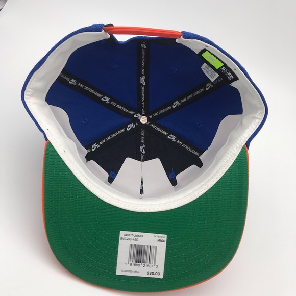NEW Nike SB SnapBack Hat Blue / Orange - Picture 4 of 4